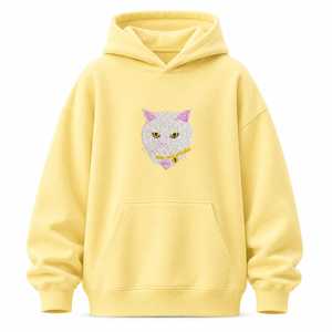 Sweat à capuche en polaire surdimensionné décontracté d'hiver brodé avec un visage de chat et des yeux de chat pour les amoureux des chats, unisexe - Product Image 4