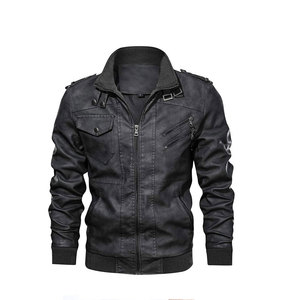 Chaqueta de cuero para hombre de gran tamaño Y2k Faux Motorcycle Bomber Moto Biker Chaquetas Abrigos - Product Image 6
