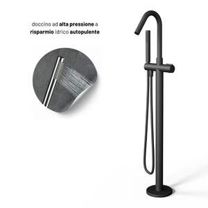 Dublin Matt Black Finish Mezclador de bañera independiente montado en el piso Paquete de 1 grifos de baño y ducha - Product Image 4