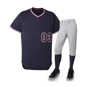 Uniforme de béisbol para hombre con logotipo personalizado al mejor precio, ajustado, transpirable, diseño, número, venta al por mayor - Product Image 4