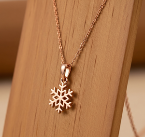Collier en argent sterling 925 pendentif flocon de neige en Vermeil de haute qualité lien plaqué or rose tenue quotidienne Design minimaliste pour cadeau - Product Image 5