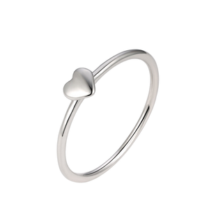 Anillos Apilables Delicados en Forma de Corazón para Mujer, Plata de Ley 925, Plateados, con Engaste de Canal, Lindos para Fiesta de Compromiso - Product Image 1