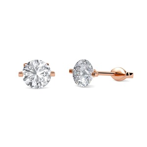 Boucles d'oreilles uniques à deux griffes avec diamant rond de 0,30 carat, diamant de laboratoire en platine, pour les soirées - Product Image 3