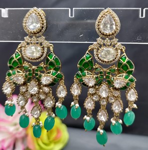 ต่างหูแฟชั่นอินเทรนด์ Moissanite mehandi kundan SKU Ke 021 sl/ C9 - Product Image 2