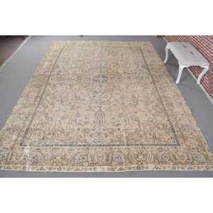 Vintage Runner Rug 0.8x12.5 ft (23x380 cm), Turkish <b>Brown</b> Plants & trees <b>Wool</b> Rug - Product Image 1