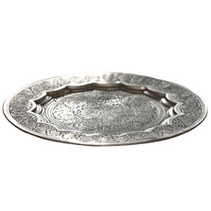 <b>Dinner</b> Ware Metal Round Plate Nickel Antique New Style Serving <b>Tray</b> for Home Kitchen & Table Top Decoration - Product Image 1