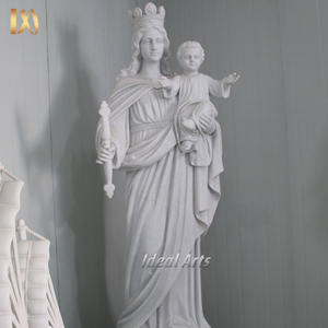 Statue de la Vierge Marie et de l'Enfant Jésus en marbre blanc sculptée à la main Sculpture catholique religieuse pour le jardin de l'église ou la <span class=keywords><strong>d</strong></span>écoration intérieure - Product Image 2