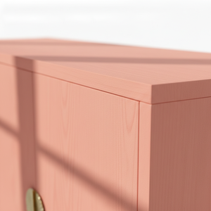 Armoire moderne en chêne massif avec étagère Second Moon, couleur rose, construction en MDF - Product Image 4