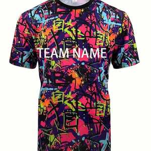 Camiseta Deportiva Sublimada Colorida para Hombre, Personalizada, Manga Corta, Cuello Redondo, Diseño Ligero y Transpirable, Opción de Logotipo, Nombre y Número - Product Image 2