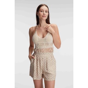 Giacca da donna con cinturino in corda 5831 scollo a V in cotone con motivo floreale estivo Mini pigiama Set vestaglia