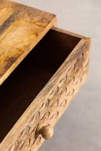 Mesita de noche Flora hecha de madera de caoba de alta calidad con acabado natural para muebles de dormitorio. - Product Image 3