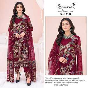 Ropa étnica atractiva de alta calidad Faux Georgette Salwar Kameez con Dupatta con fabricante de trabajo de bordado de India - Product Image 5