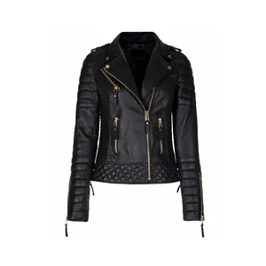 Venta al por mayor de ropa de diseñador de moda Casual chaqueta recortada Patchwork Pu chaquetas de cuero para las mujeres - Product Image 1