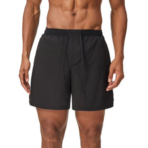 Short solide 2-en-1 de couche de base de compression d'entraînement de fitness pour hommes, exercice de musculation athlétique, double couche, teint en plaine - Product Image 4