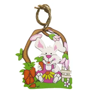 Easter Bunny Wooden Pendant Custom Home Decoration Ornament