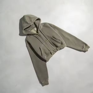 Nouveau sweat à capuche ample d'hiver en coton épais pour femmes, design de crop top, fabrication de sweats à capuche - Product Image 6