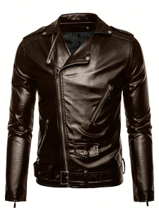 Chaqueta de Motociclista para Hombre, de Piel de Becerro Genuina de Primera Capa, Chaqueta Corta de Lona de Alta Calidad para Primavera/Invierno, Piel de Becerro Natural - Product Image 5