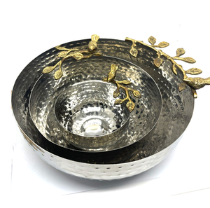 Tazón de acero inoxidable con diseño de Conner de hoja de latón, vajilla hecha a mano, tazón de nueces usado, Venta caliente - Product Image 4