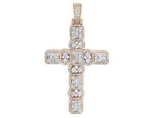 Pendentif Croix de Luxe en Argent Sterling Plaqué Or 18 carats avec Diamants Moissanite Baguette Entièrement Sertis, Breloque de Bijoux Hip Hop Premium - Product Image 4