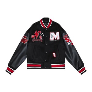 Veste de baseball personnalisée LAYENNE, style varsity, haute qualité, taille XL, manches en cuir pour hommes et femmes, avec broderie en chenille - Product Image 6