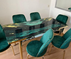 Ensemble de meubles de salle à manger 1 table et 6 chaises modernes et élégants, ajout élégant à la cuisine ou à la villa - Product Image 2