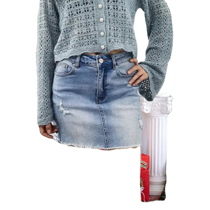 Jupe en jean droite pour femmes Tissu en coton pur Processus de teinture durable Vêtement féminin long élégant - Product Image 6