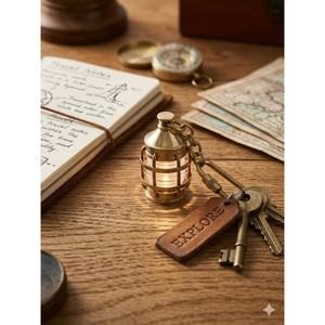 Antique Cage Lantern <b>Leather</b> <b>Keychain</b> Elegant Design for Style and Functionality - Product Image 1