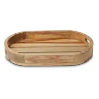 Plateau en bois naturel de qualité supérieure pour restaurant à domicile plateau de service du désert produit fait à la main plateau en bois personnalisé avec poignée en acier - Product Image 2