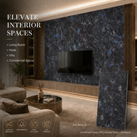Panneau mural en PVC Morlenx Dark Marble UV Sheet, texture pierre, panneau décoratif pour la décoration intérieure moderne