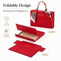 Boîte cadeau pliante de luxe avec logo personnalisé, poignée en soie et fermeture magnétique pour mariage, bébé, boutique, emballage cadeau