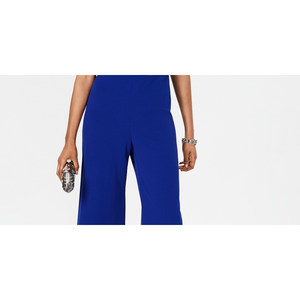 Tuta Intera da Donna a Gamba Larga Blu Medio Taglia 16 con Decorazione Stampa Paillettes - Product Image 3