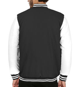 Veste de baseball universitaire pour homme personnalisée 2020, broderie, style bomber long, col montant, noir uni, pour l'automne et l'hiver - Product Image 4