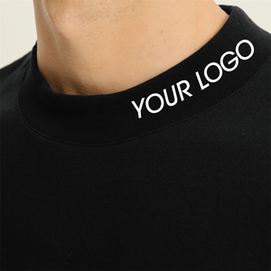 Custom Heavy Tees Thick Cotton <b>Tshirts</b> <b>High</b> Collar Big and Tall Fit Mock <b>Neck</b> Loose Blank t Shirt Custom logo T-shirts Oversize - Product Image 3