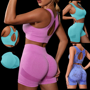Ropa de gimnasio de 2 piezas de verano, Sujetador deportivo sin costuras, conjunto de Yoga, Fitness para mujer, conjuntos de pantalones cortos de Yoga sin costuras - Product Image 6