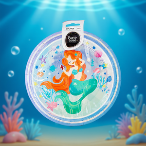Platos de Papel con Diseño de Sirena para Fiestas, 23 cm, 8 Piezas, Vajilla Desechable para Fiestas - Product Image 3