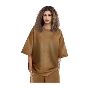 เสื้อยืดคอกลมสำหรับผู้ชายเสื้อยืดสีสเปรย์ซักสำหรับทุกเพศเสื้อยืดวินเทจโอเวอร์ไซส์สำหรับ270GSM - Product Image 1