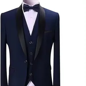 2024 उच्च गुणवत्ता वाले सॉलिड स्लिम फिट बड़े आकार के यूथ ब्लेज़र सॉलिड एलिगेंट जेंटलमैन बिजनेस सूट पुरुष सूट 3 पीस शादी का सूट