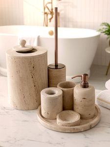 Juego de Baño de Mármol Hecho a Mano de Primera Calidad con Marca Privada para Áreas de Tocador Elegantes que Proporciona una Organización Estilosa y un Diseño Ordenado - Product Image 4