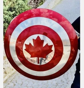 Escudo de metal Vikingo medieval, artículo decorativo de batalla de Caballero de metal, impresión personalizada digital, diseño impreso de hoja de color rojo - Product Image 4