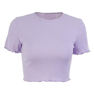 LimSlim Fit-camisetas de cuello redondo para mujer, material de mezcla de algodón elástico, transpirable y agradable a la piel - Product Image 2