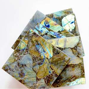 ชุดถาดรองแก้วลาบราดอไรต์4นิ้วทำจากหินอัญมณีคริสตัลทรงหลวมสำหรับตกแต่งบ้าน - Product Image 1