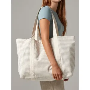 Borse Shopper in Cotone Organico a Righe, Prodotto Promozionale Sostenibile - Product Image 1