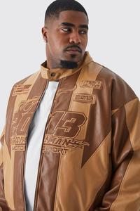 Chaqueta de Moto Impermeable y Transpirable de Talla Grande Huzaifa Products, Color Marrón, Piel de Oveja Original, Bordada, con Puños Elásticos - Product Image 3