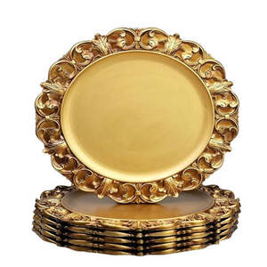 Assiettes de présentation rondes en acier inoxydable à bord simple pour décoration de mariage et de fête - Product Image 3