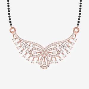 Women's Round Cut Moissanite Diamond <b>Necklace</b> 14K Gold Mangalsutra-Elegant and Luxurious Jewelry - Product Image 5