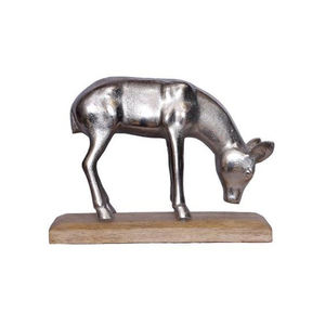Cerf en aluminium coulé de couleur blanche sur socle en bois jour de noël nouveau dessus de table cadeaux décoratifs produit fabriqué en inde - Product Image 5