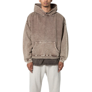 Sudadera con Capucha para Hombre, Diseño Moderno, Lavado Ácido, Bordada, Estilo Vintage, Felpa Gruesa, 100% Algodón, Teñido Liso, para Invierno - Product Image 1