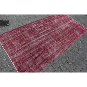 3.9x8.2 ft Turkish Traditional <b>Wool</b> Rug <b>Red</b> White Striped Patchwork Area Rug with Latex Backing - Product Image 3