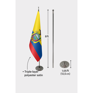 Bandera Oficial de Ecuador para Interiores, 3x5 pies, Impresión Digital, Asta de Aluminio y Fibra de Vidrio, Bandera de Mano, Material de Poliéster y Seda - Product Image 6
