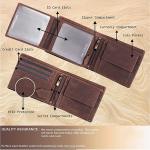 Portefeuille fin pour homme en cuir véritable avec protection RFID et emplacements pour cartes - Product Image 4